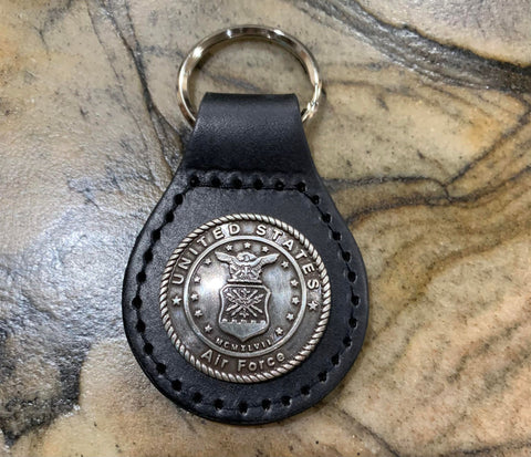 Leather Keychain with Air Force Concho