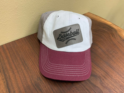 Maroon/White/Grey Baseball Dad Hat