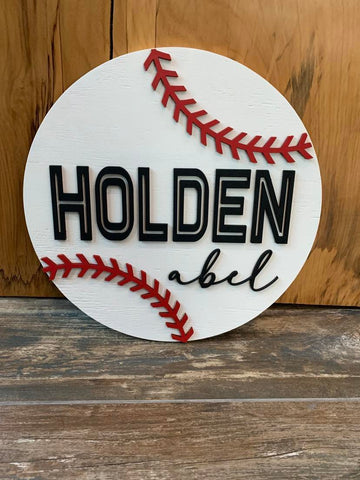Custom Round Baseball Stitches Sign