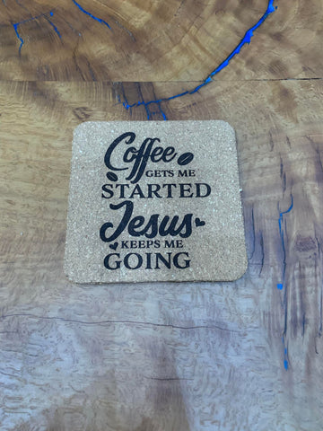 Coffee and Jesus 4x4 Cork Coaster