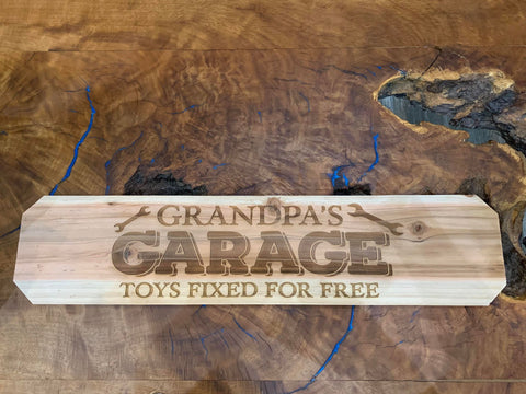 Grandpa's Garage Wood Sign 5.5" x 24"