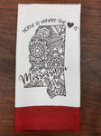 MS Home is Where the Heart Red Trim Tea Towel