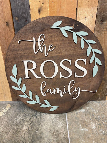 Round Family Name Sign