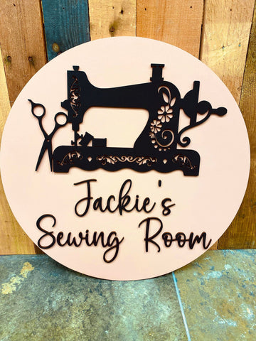 Round Sewing Room Sign