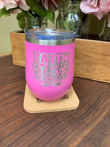 Faith over Fear Stemless Wineglass