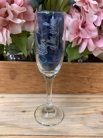 Mother of Groom Laser Engraved Champagne Glass